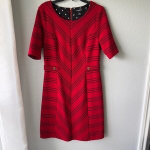 Liz Claiborne Red and Black Sheath Midi Dress